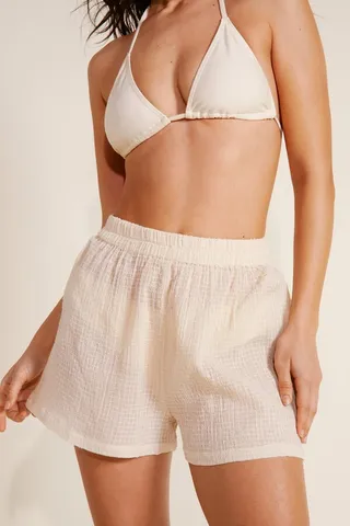 Nasty Gal Womens Basic Cotton Grid Cover Up Shorts