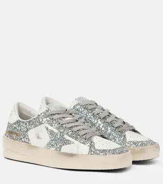 Stardan leather and glitter sneakers