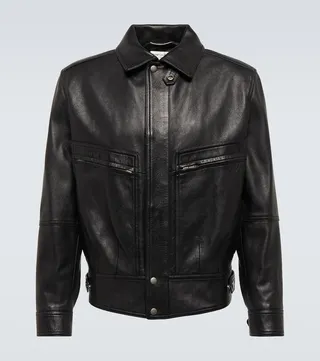 Paneled leather jacket