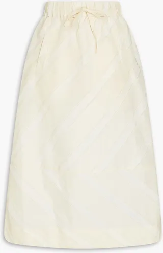 Striped taffeta midi skirt