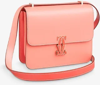 Womens Two Tone Coral Double C de Mini Leather Shoulder bag