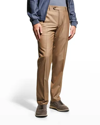 Men's Solid Wool Basic Trousers