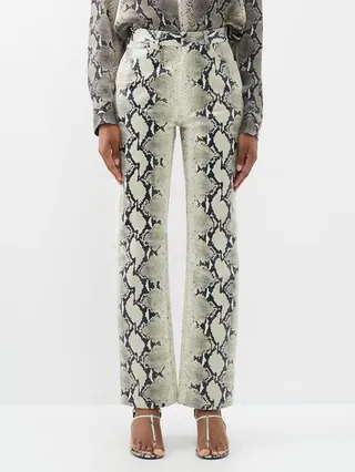 Danielle Python-effect Leather Trousers