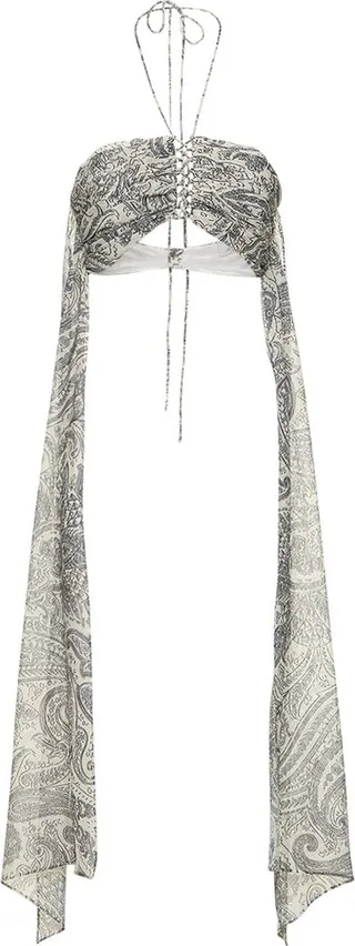 Paisley print chiffon bra top