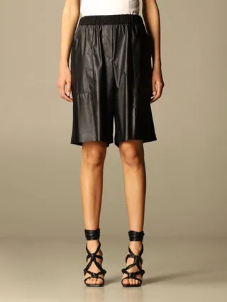 Sedentario Faux Leather Bermuda Shorts in Black