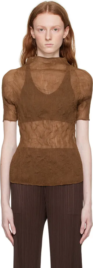 Issey Miyake Brown Twist 3 Turtleneck