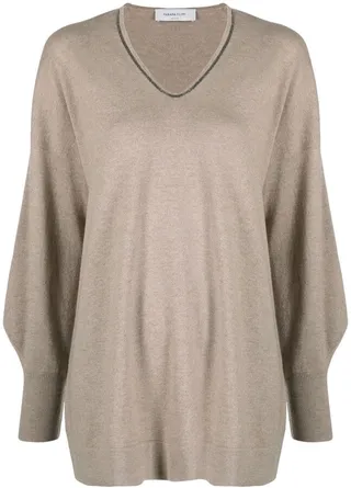 Monili-detail V-neck jumper
