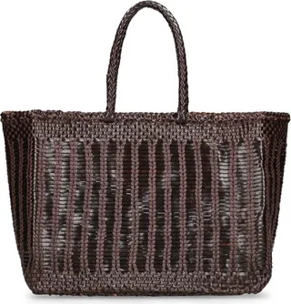 Bali Big leather basket tote bag
