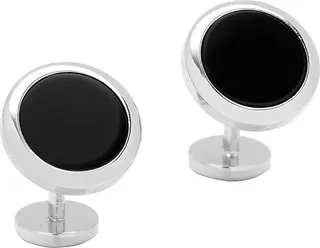 Double-Sided Onyx Round Beveled Cufflinks