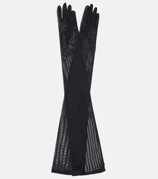 x Kim long tulle gloves
