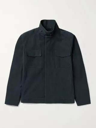 Traveller Biker Cashmere-Lined Nubuck Jacket