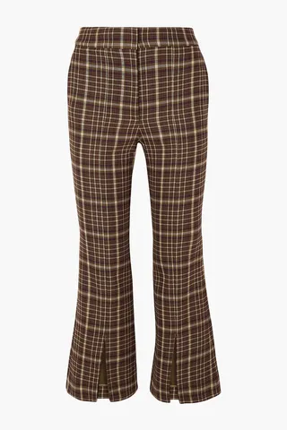 Checked woven kick-flare pants