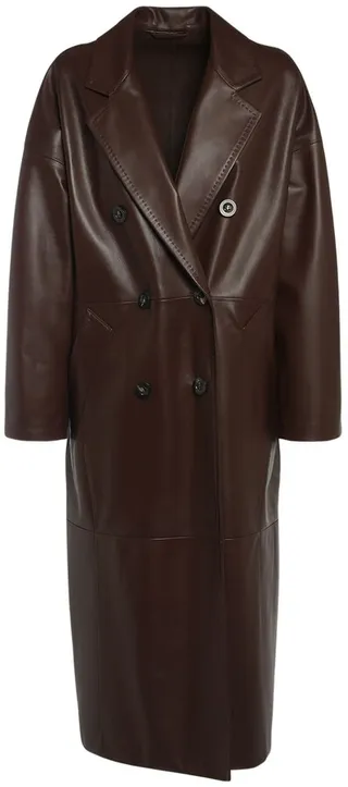 Ussuri double breasted leather long coat