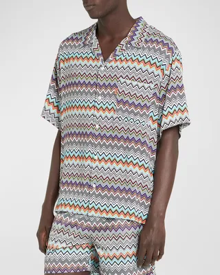 Men's Multicolor Chevron Camp Shirt