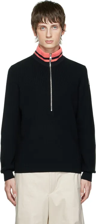 Moncler Black Zip-Up Sweater