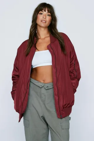 Nasty Gal Womens Plus Size Oversized Bomber Jacket