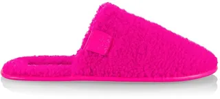 Fuzzy Logo-Patch Slippers