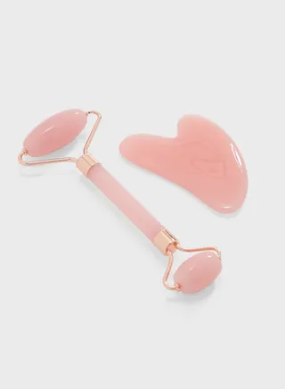 Pink Crystal Roller & Face Massager Set