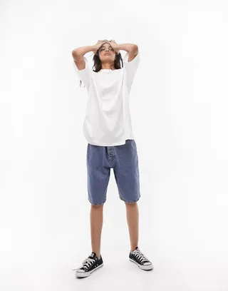 Topshop oversized tee in white