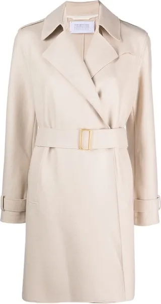 Buckle-Belt Virgin-Wool Trench Coat