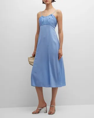 Sleeveless Scoop-Neck Crepe Midi Dress