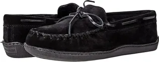 Minnetonka Sheepskin Hardsole Moc (Black) Men's Slippers
