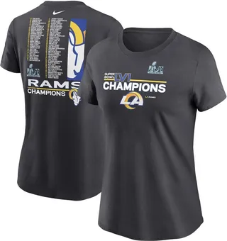Women's Nike Anthracite Los Angeles Rams Super Bowl Lvi Champions Roster T-shirt