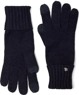 LAUREN Ralph Lauren Essential Knit Gloves with Cuff (Navy) Dress Gloves