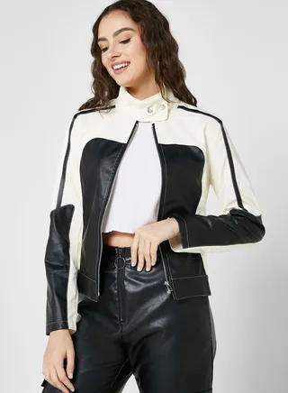 Colorblock Motorcycle Jacket