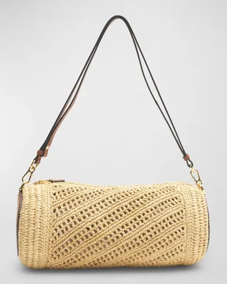 x Paula’s Ibiza Bracelet Pouch Raffia Shoulder Bag
