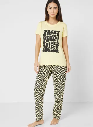 Graphic T-Shirt And Pyjama Set