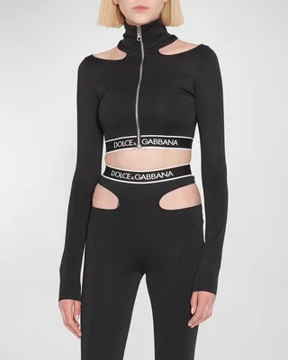 Cropped Long-Sleeve Turtleneck Top