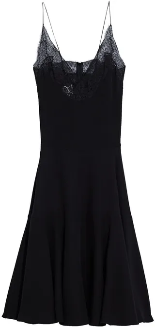 Lace-trimmed silk-crepe midi slip dress