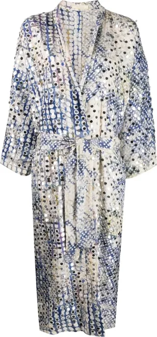 Abstract Print Belted Cape