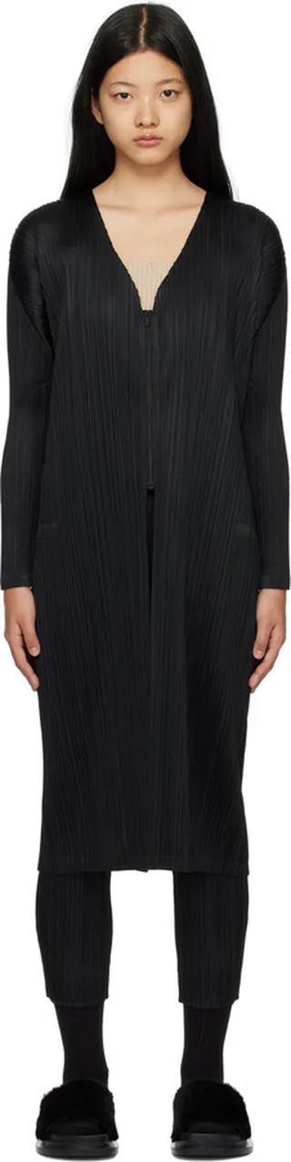 Pleats Please Issey Miyake Black Monthly Colors December Coat