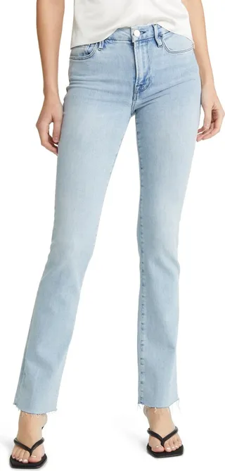 Le High Waist Mini Boot Raw Edge Jeans