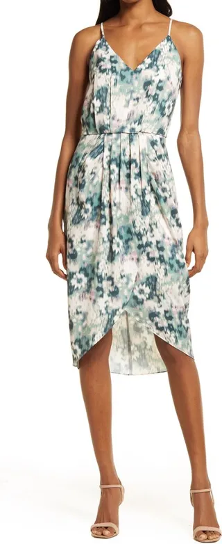 Sleeveless Faux Wrap Dress