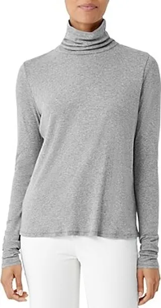 Eileen Fisher Scrunched Sleeve Turtleneck Top