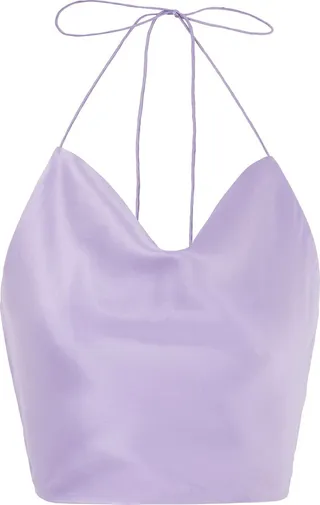 Silk Halter Tank Top Top Lilac