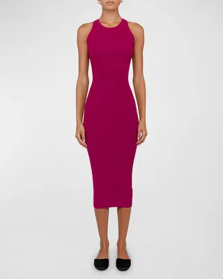 Grace Sleeveless Rib-Knit Midi Bodycon Dress