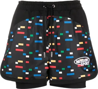 Pixel-Print Running Shorts