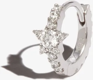 18K White Gold Star Eternity Diamond Earring
