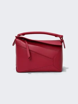 Puzzle Edge Monochrome Small Bag Ruby Red