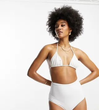 ASOS DESIGN Tall mix and match high waist bikini bottom in white