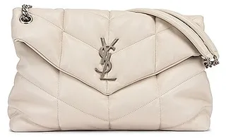 Saint Laurent Medium Monogramme Puffer Loulou Shoulder Bag in Neutral