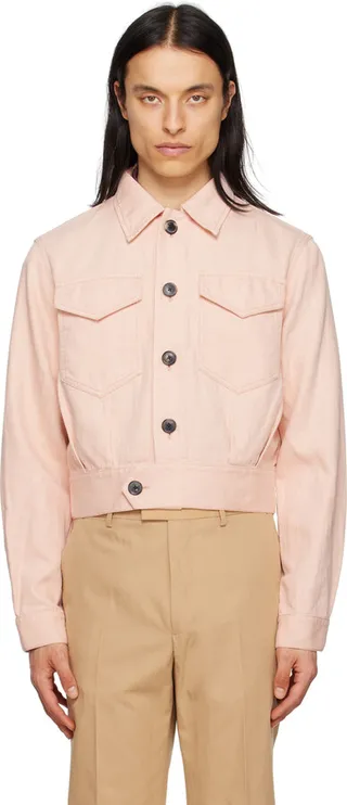Dries Van Noten Pink Button Tab Denim Jacket
