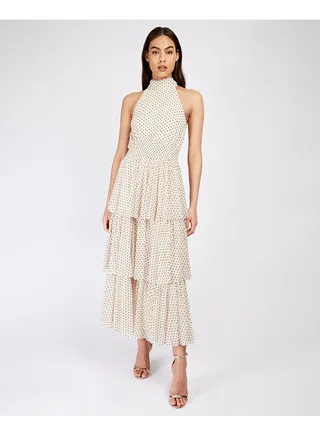 Little Mistress Cream Spot Midaxi