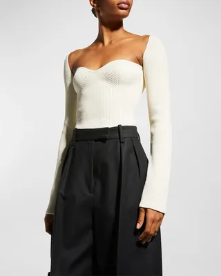 Maddy Notched Ribbed-Knit Top