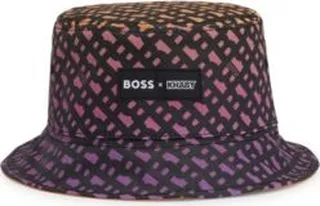 BOSS x Khaby reversible bucket hat with all-over monograms