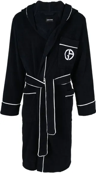 Embroidered-Logo Long-Sleeve Robe